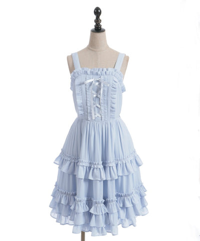 Lace-Up Frill Jumper Skirt