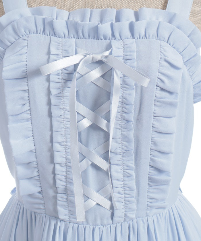 Lace-Up Frill Jumper Skirt