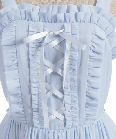 Lace-Up Frill Jumper Skirt