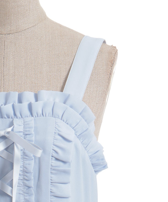 Lace-Up Frill Jumper Skirt