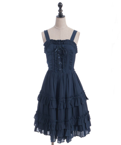 Lace-Up Frill Jumper Skirt