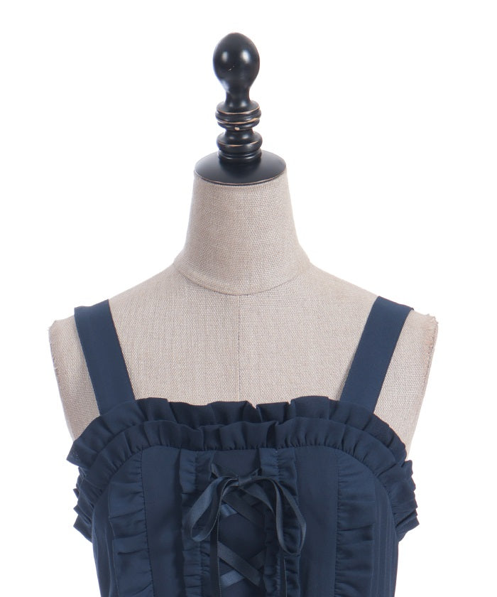 Lace-Up Frill Jumper Skirt