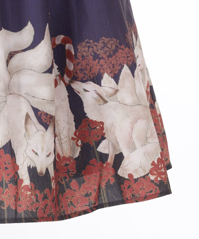 White Foxes of Higan Pattern Jumper Skirt (Made to Order)