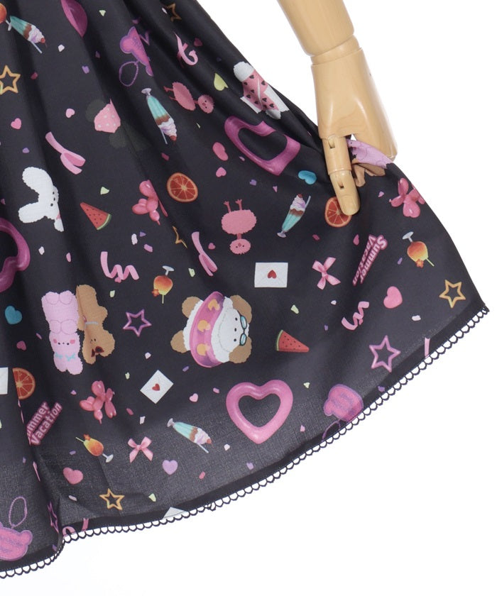 Happy Vacance Pattern Jumper Skirt