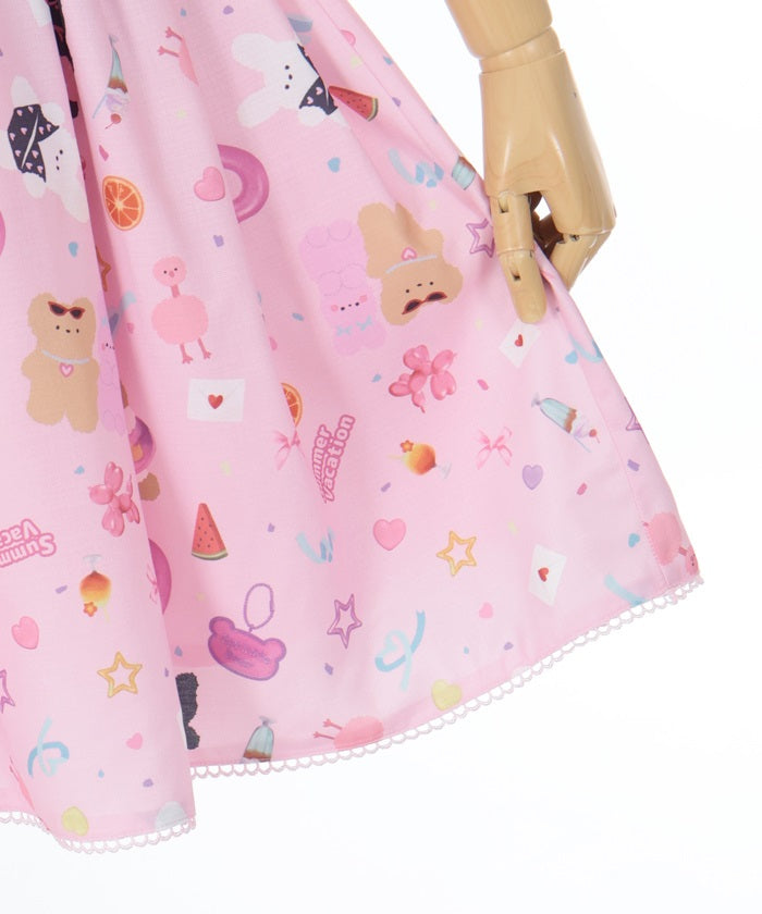 Happy Vacance Pattern Jumper Skirt