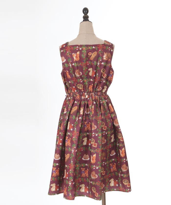 strapless open back dress Patisserie in the Woods Pattern Jumper Skirt – axes femme from JAPAN