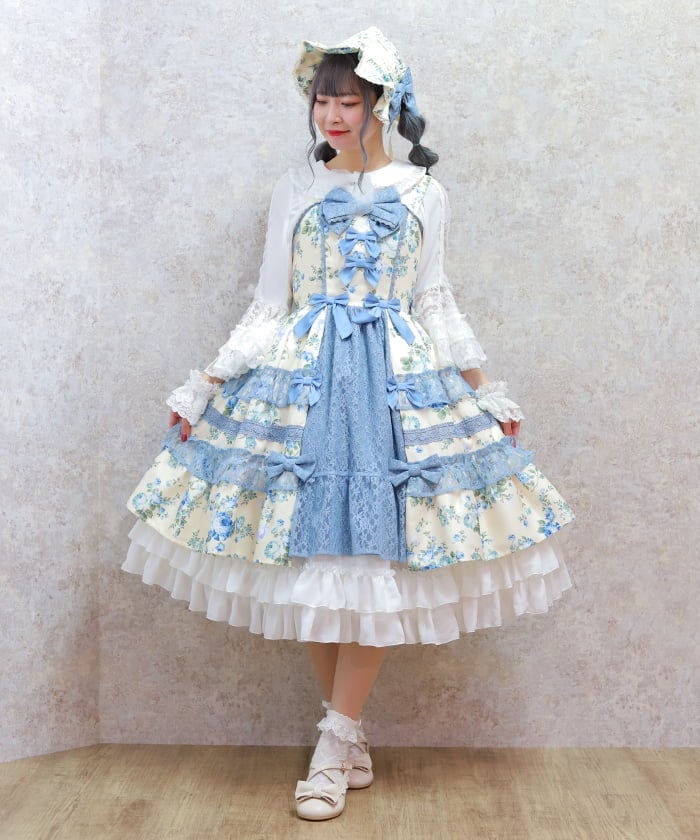 Antique Rose Pattern Jumper Skirt – axes femme from JAPAN