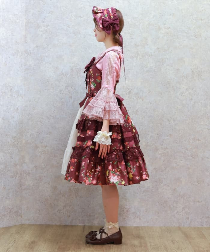 Antique Rose Pattern Jumper Skirt