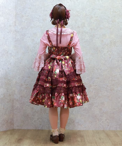 Antique Rose Pattern Jumper Skirt