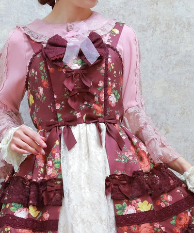 Antique Rose Pattern Jumper Skirt