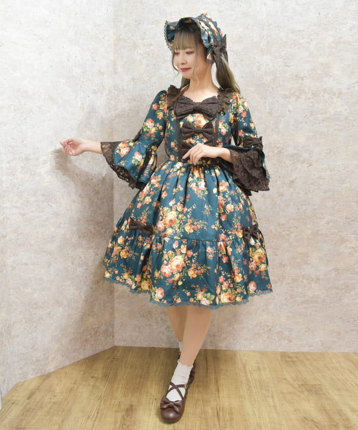 Antique Rose Pattern Dress – axes femme from JAPAN