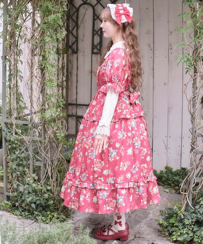 axes femme kawaii クラッシックベリー　JSK　ピンク　いちご Classic Berry Dress (Made to Order) – axes femme from JAPAN