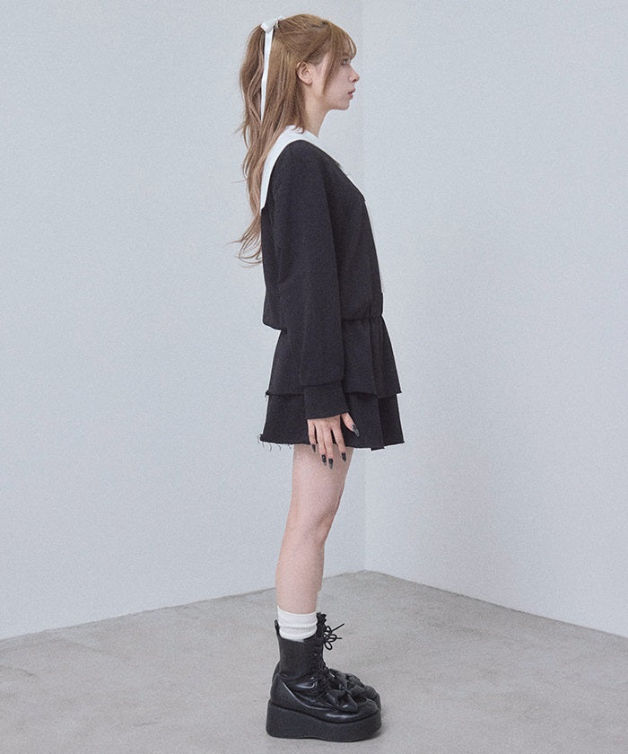 Sailor Collar Sweatshirt Dress