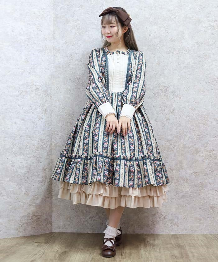 Stripe Rose Pattern Dress