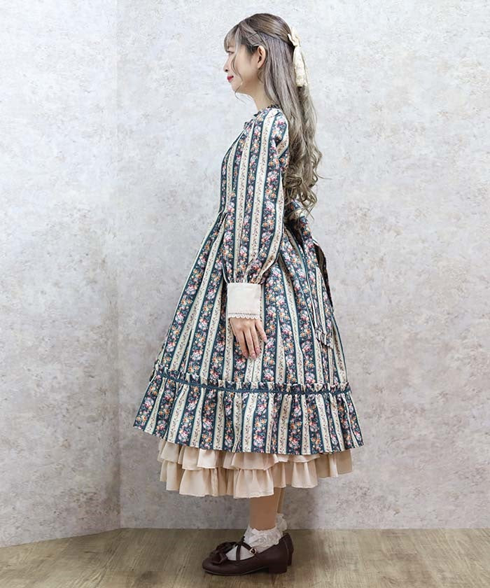 Stripe Rose Pattern Dress