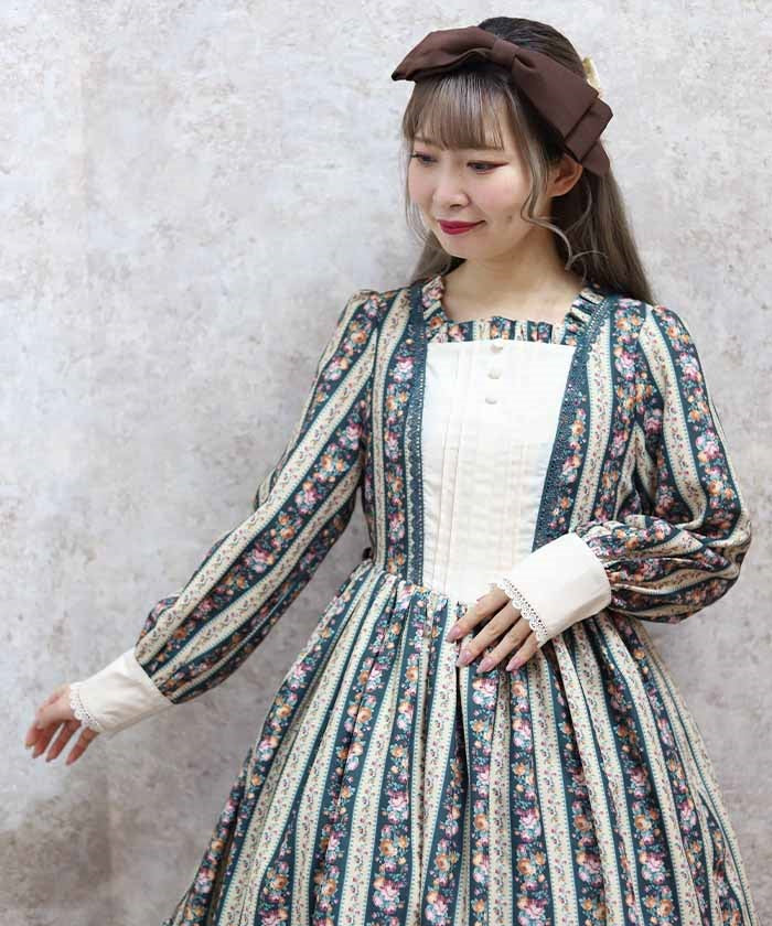 Stripe Rose Pattern Dress