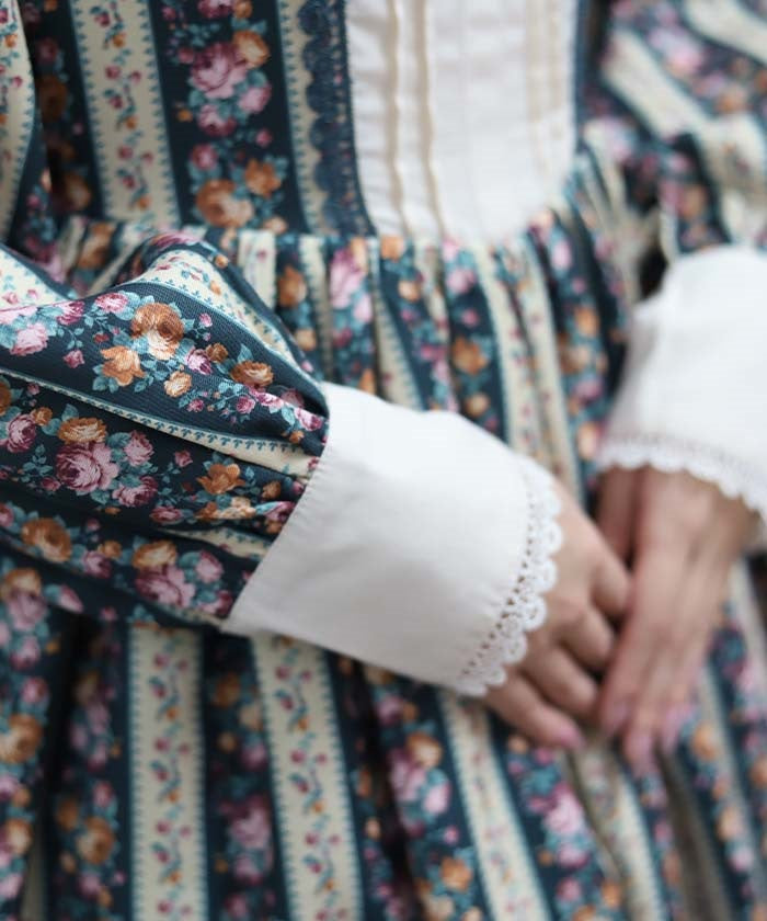 Stripe Rose Pattern Dress