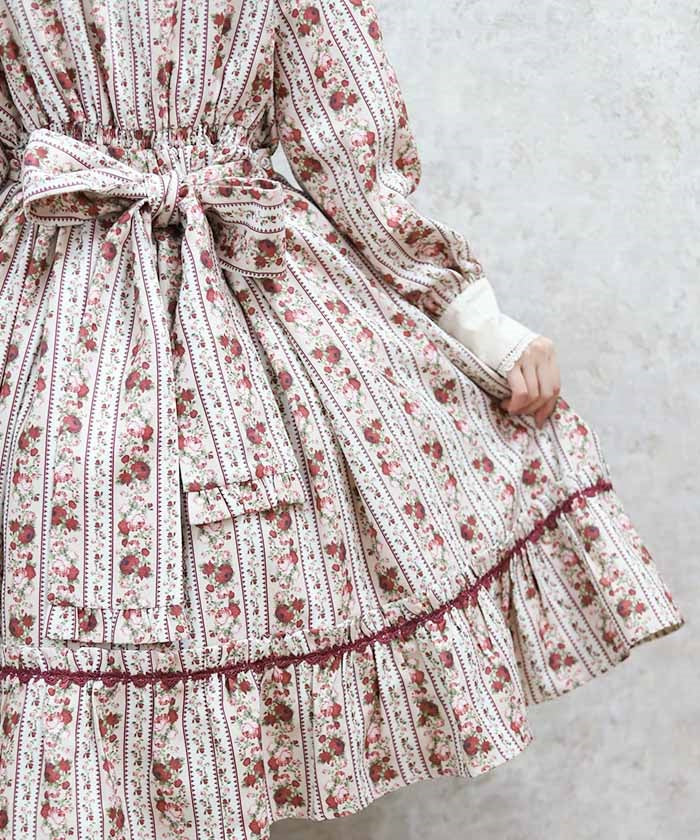 Stripe Rose Pattern Dress