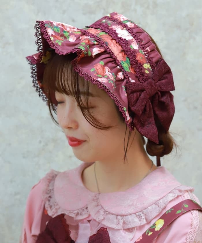 Antique Rose Pattern Half Bonnet – axes femme from JAPAN