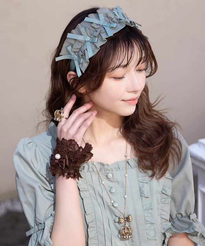 axes femme ジャスミン襟＆イヤークリップ＆ヘアクリップ4点セット Frill Headdress (Made to Order) – axes femme from JAPAN