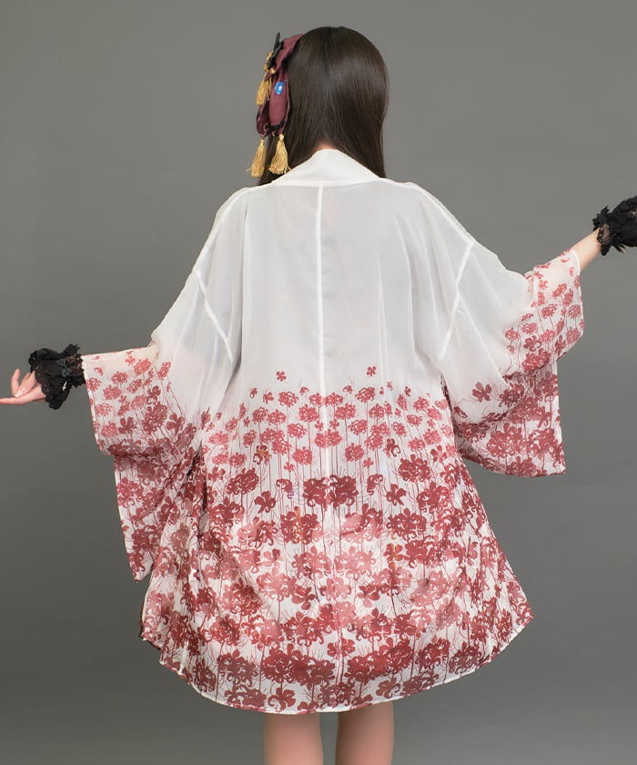 Higanbana Pattern Sheer Kimono Style Haori (Made to Order)