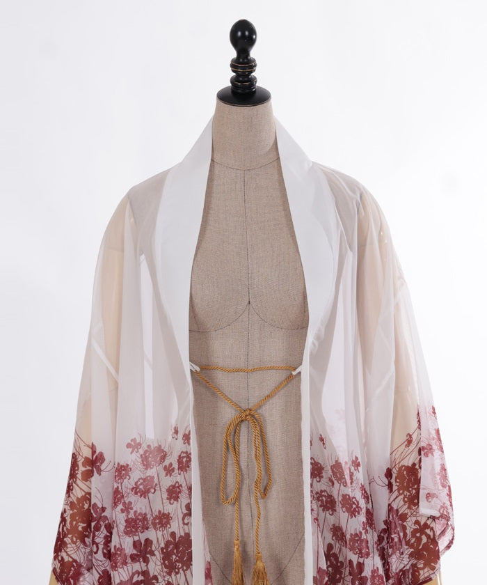 Higanbana Pattern Sheer Kimono Style Haori (Made to Order)