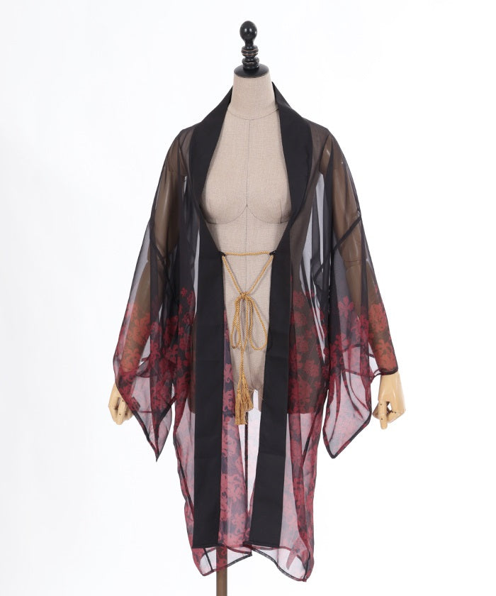 Higanbana Pattern Sheer Kimono Style Haori (Made to Order)