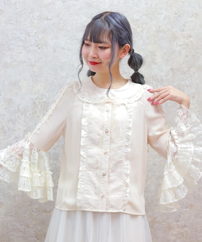 Lacy Princess Sleeves Blouse – axes femme from JAPAN
