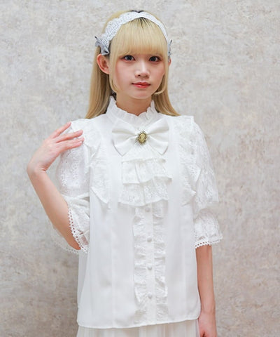 Classical Lacy Short Sleeve Blouse