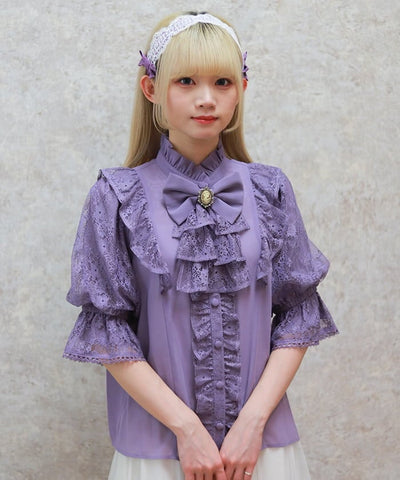 Classical Lacy Short Sleeve Blouse