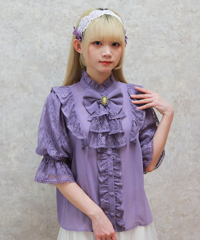 Classical Lacy Short Sleeve Blouse