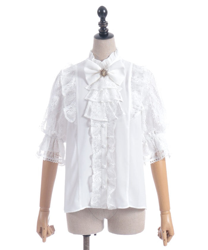 Classical Lacy Short Sleeve Blouse