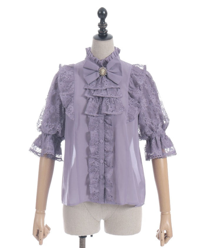 Classical Lacy Short Sleeve Blouse