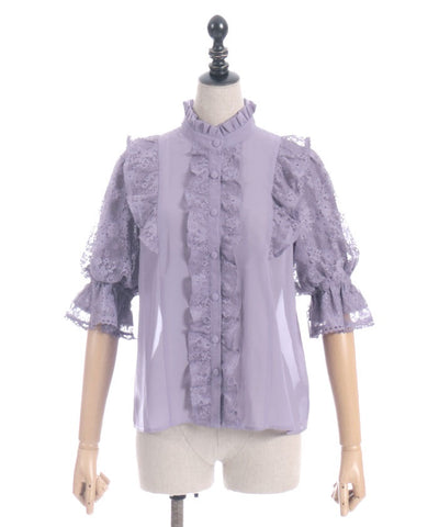 Classical Lacy Short Sleeve Blouse