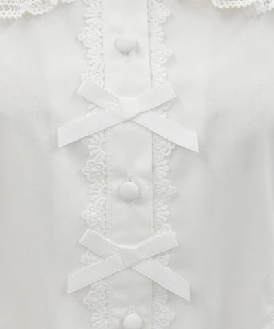 Torsion Lace Round Collar Short Sleeve Blouse