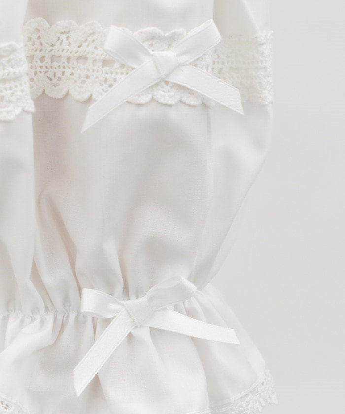 Torsion Lace Round Collar Short Sleeve Blouse