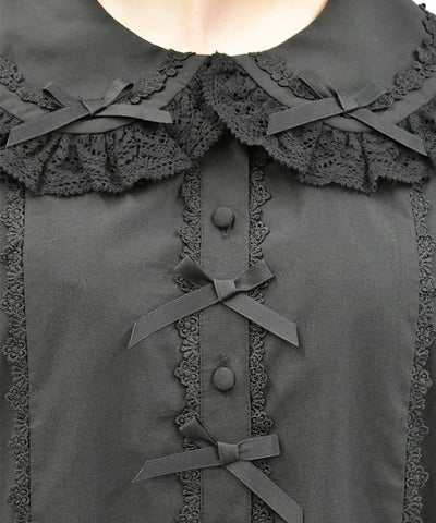 Torsion Lace Round Collar Short Sleeve Blouse
