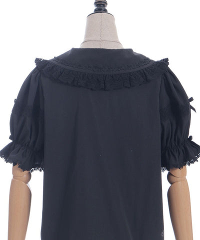 Torsion Lace Round Collar Short Sleeve Blouse