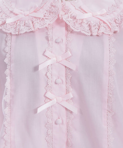 Torsion Lace Round Collar Short Sleeve Blouse