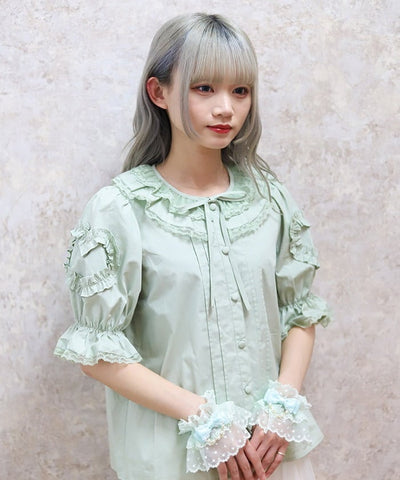 Heart Frill Puff Sleeve Blouse