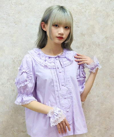 Heart Frill Puff Sleeve Blouse