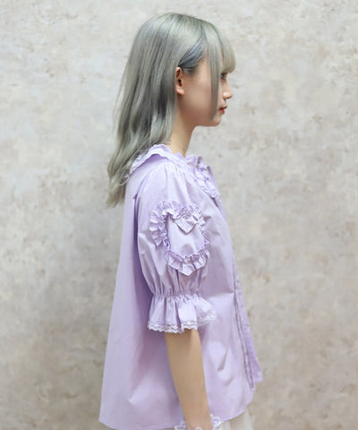 Heart Frill Puff Sleeve Blouse