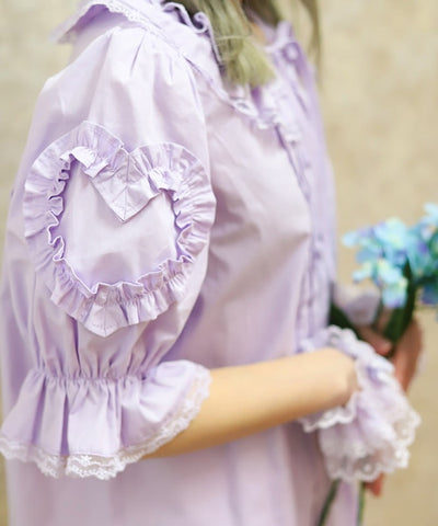 Heart Frill Puff Sleeve Blouse