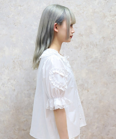 Heart Frill Puff Sleeve Blouse