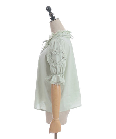 Heart Frill Puff Sleeve Blouse