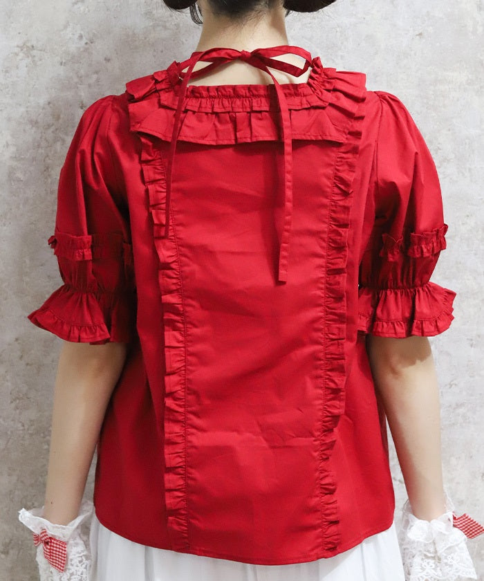 Square Neck Cotton Blouse (Time-limited Price)