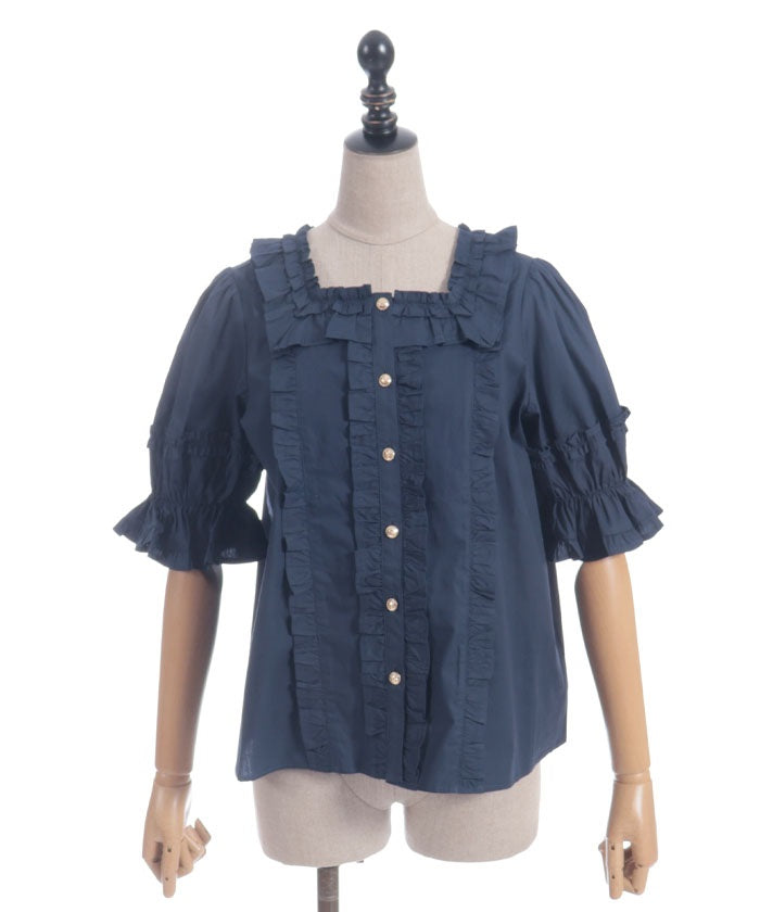 Square Neck Cotton Blouse (Time-limited Price)