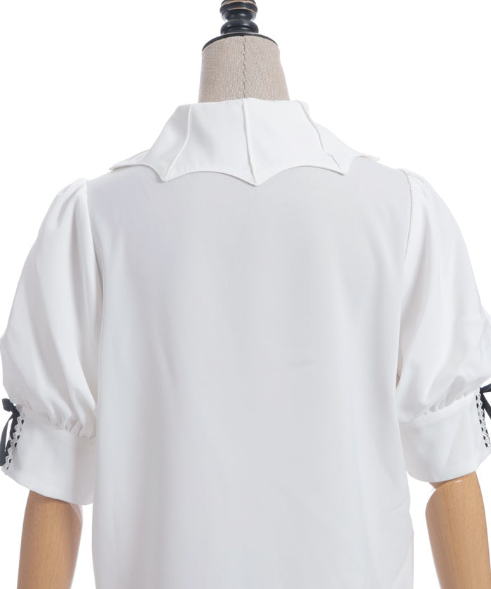 Bat Collar Short Sleeve Blouse (Time-limited Price)