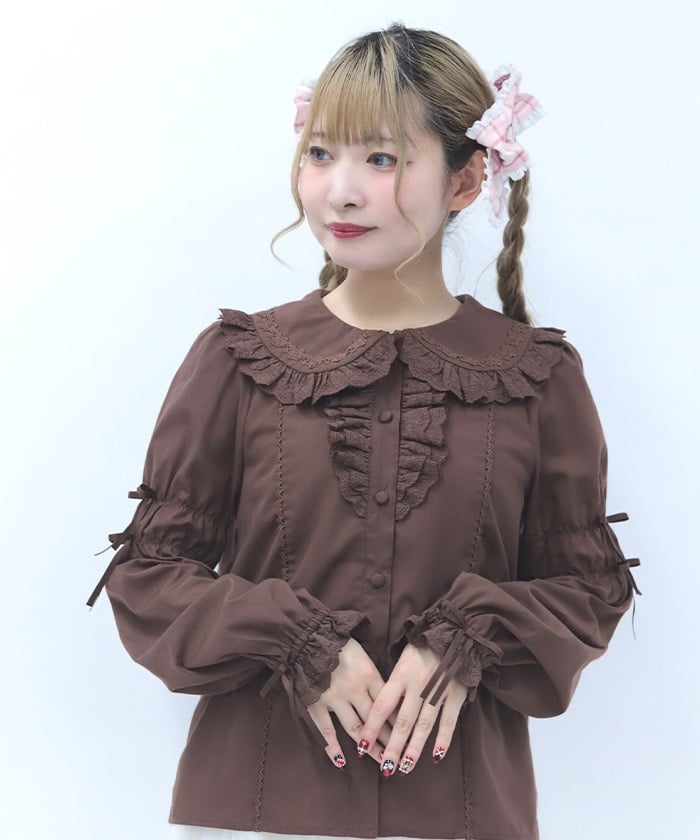 Cotton Lace Round Collar Blouse – axes femme from JAPAN