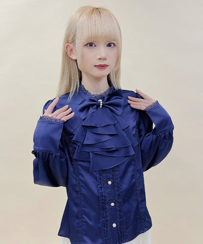 Blouse with Jabot Brooch